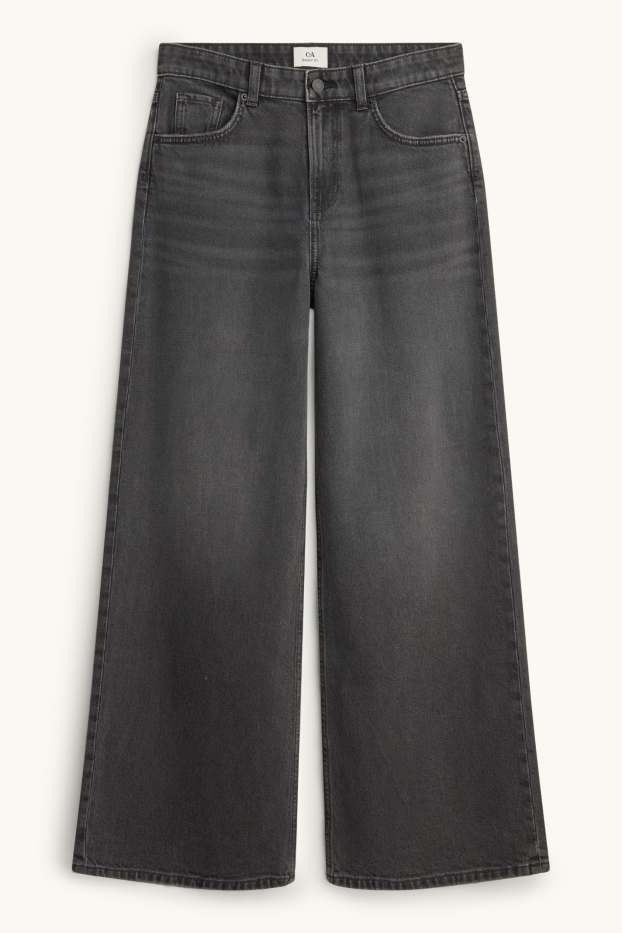 Dames - Baggy jeans - mid waist - jeansdonkergrijs