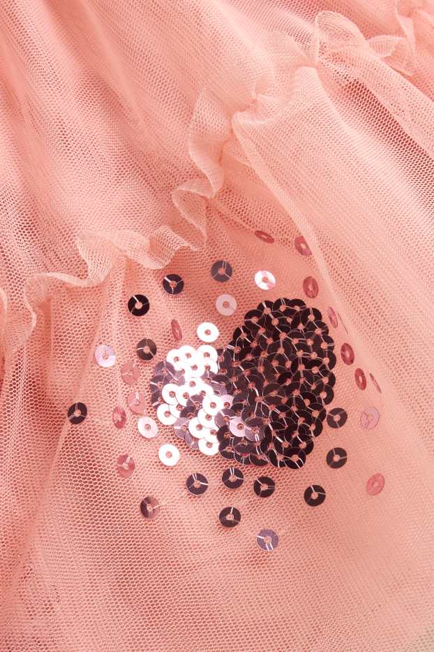 Children Girls - Heart - sequin skirt - shiny - apricot