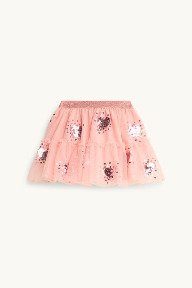 Children Girls - Heart - sequin skirt - shiny - apricot