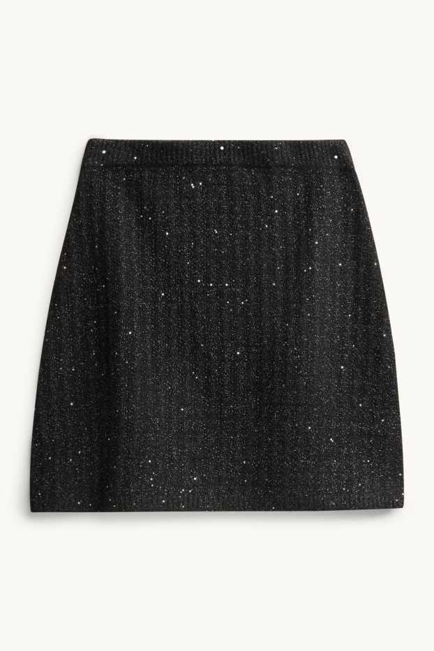 Dames - Minirok - glanseffect - zwart