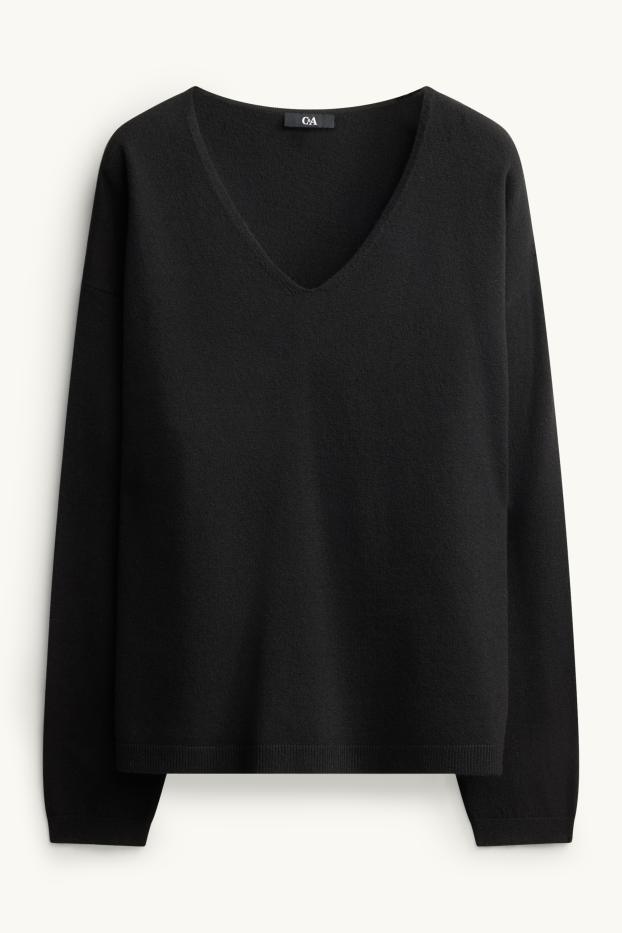 Donna - Maglione con scollo a V - nero