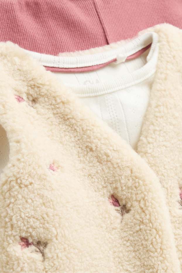 Neonate - Completo per neonate - 3 pezzi - rosa / beige