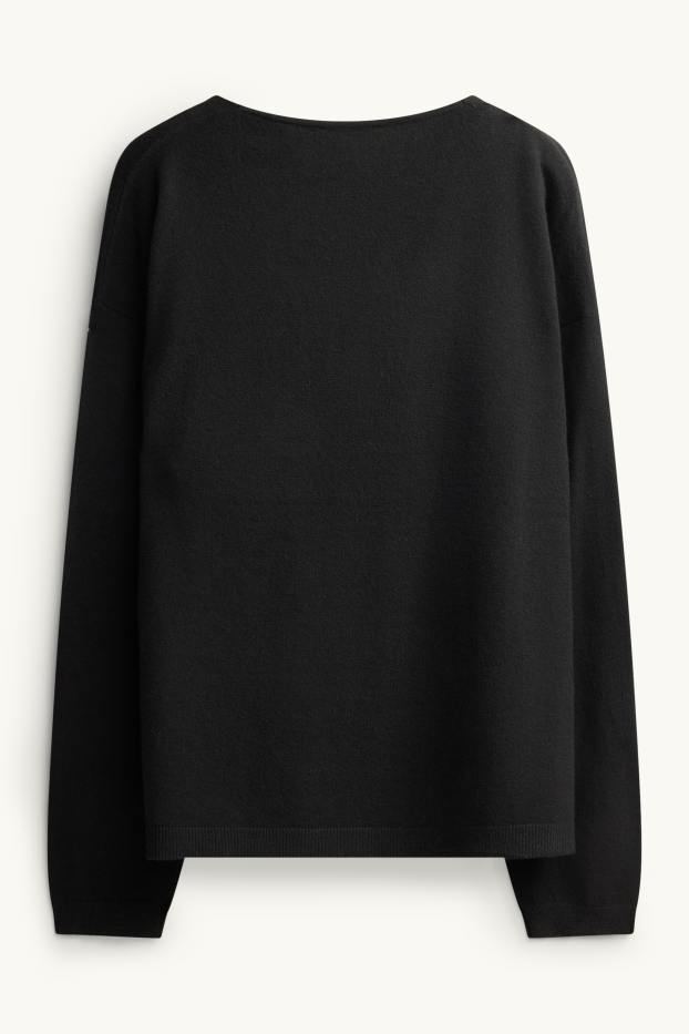 Donna - Maglione con scollo a V - nero