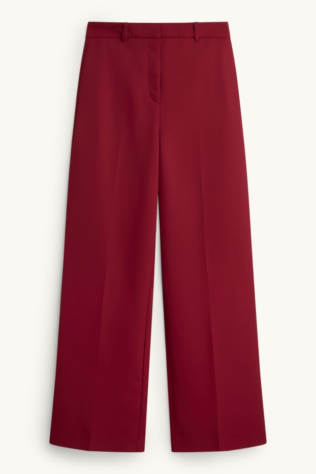 Femmes - Pantalon de bureau - high waist - regular fit - rouge foncé