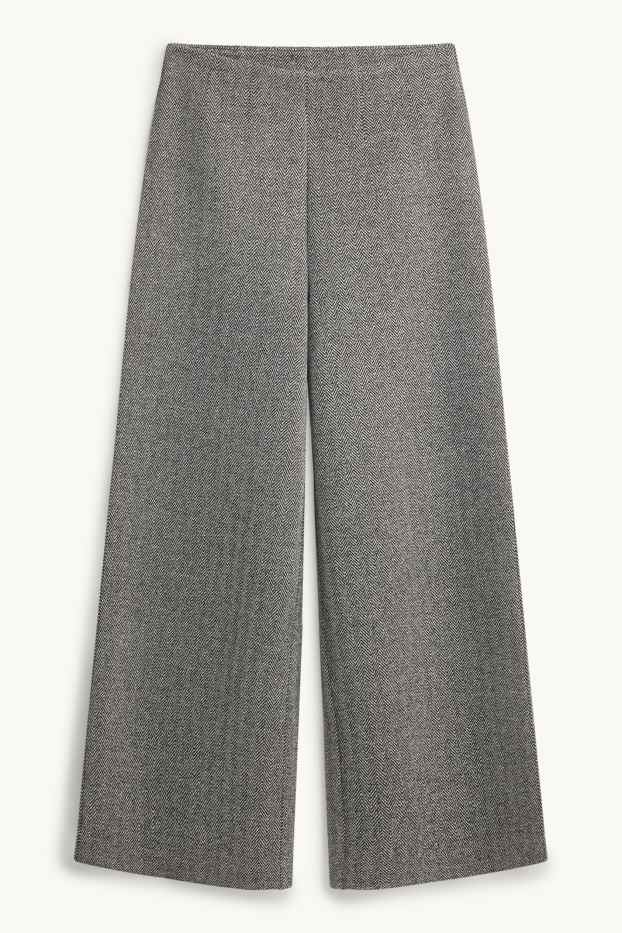 Femei - Pantaloni de stofă - talie înaltă - wide leg - cu model - gri melanj