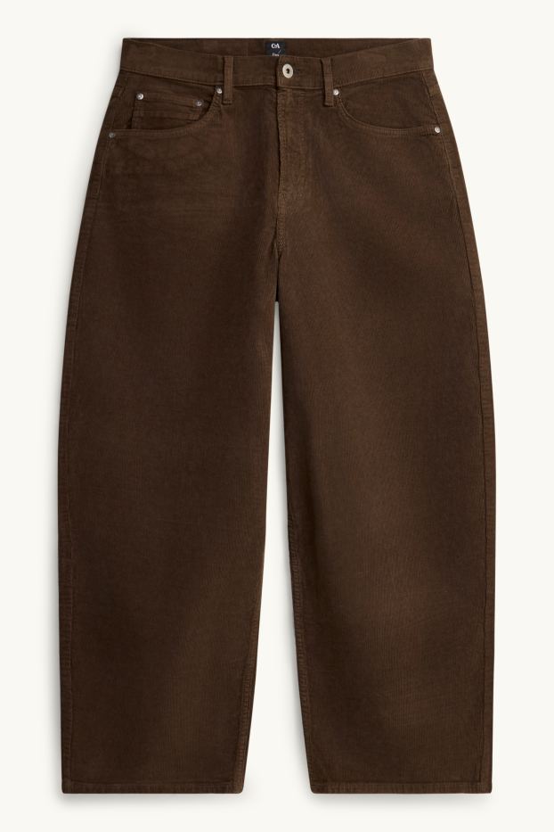 Uomo - Pantaloni in velluto a coste - relaxed fit - marrone scuro