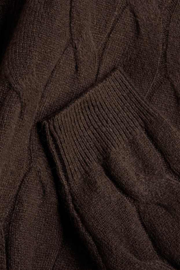 Hommes - Pull - motif tressé - marron foncé