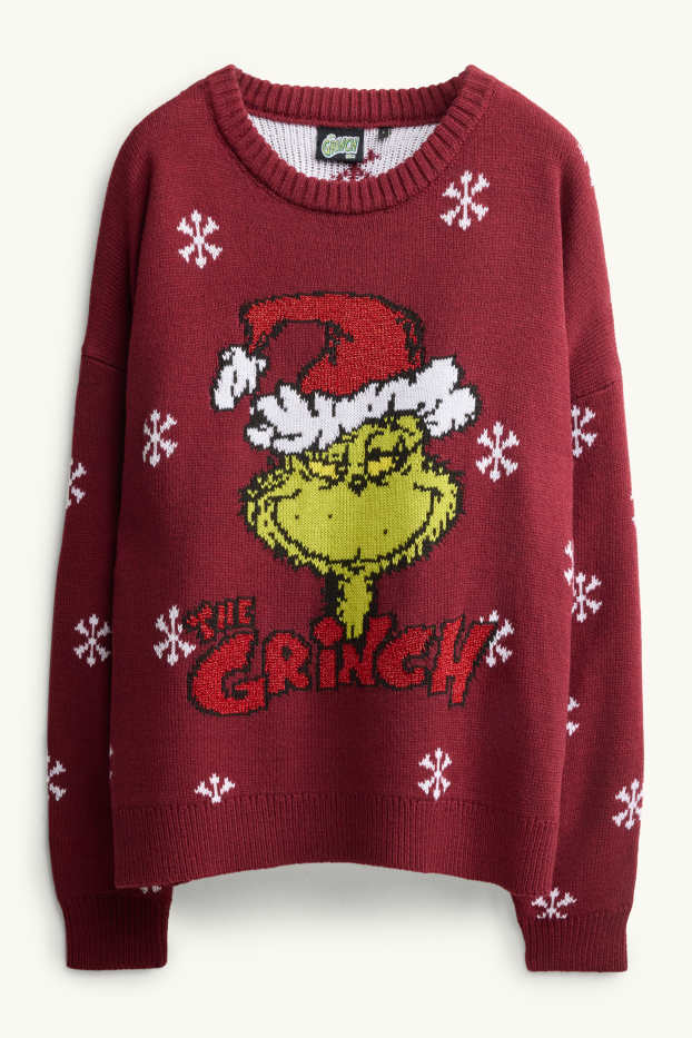 Damen - Weihnachtspullover - Der Grinch - bordeaux