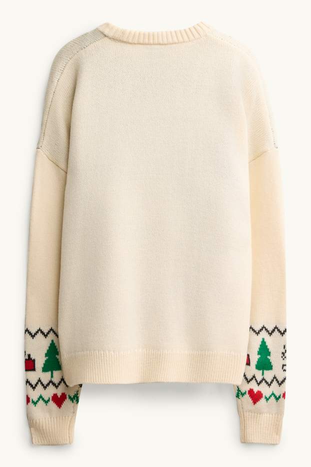 Dames - Kersttrui - Peanuts - crèmekleurig