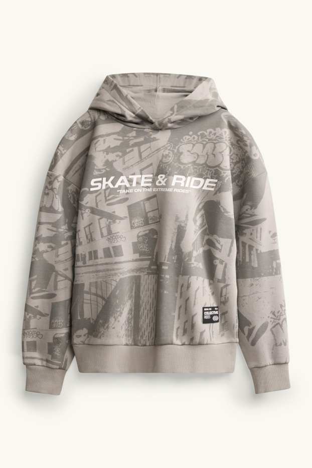 Enfants garçons - Skate - sweat à capuche - à motif - gris