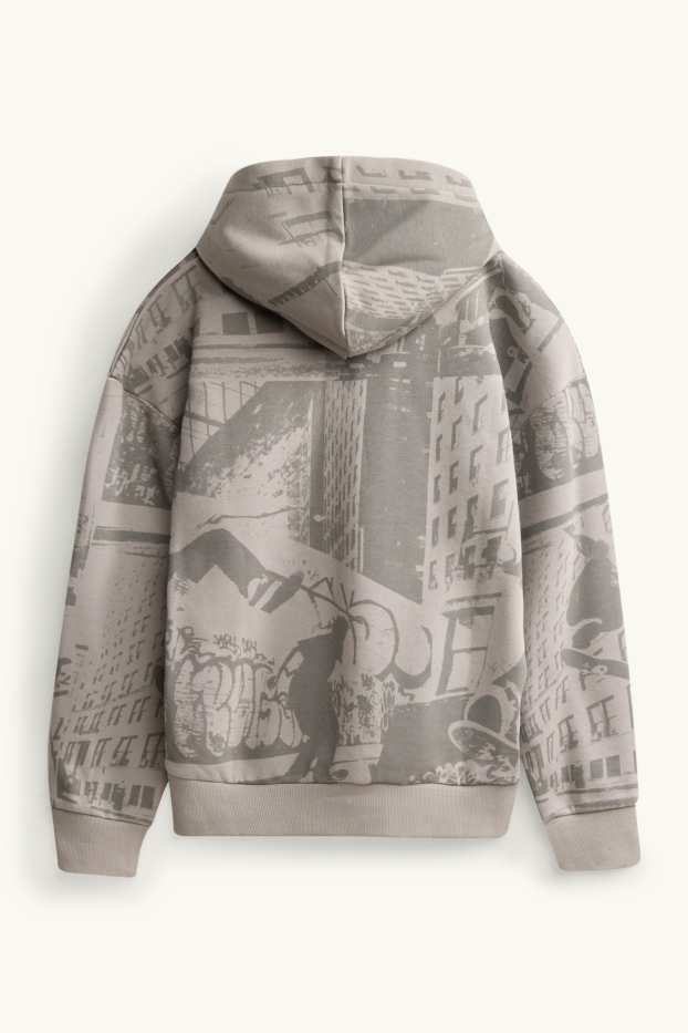 Enfants garçons - Skate - sweat à capuche - à motif - gris