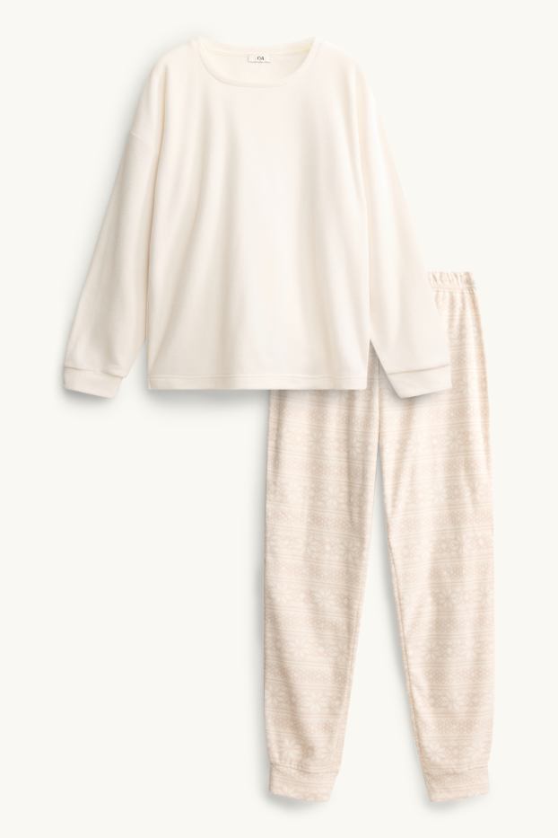 Dona - Pijama de teixit polar - blanc trencat
