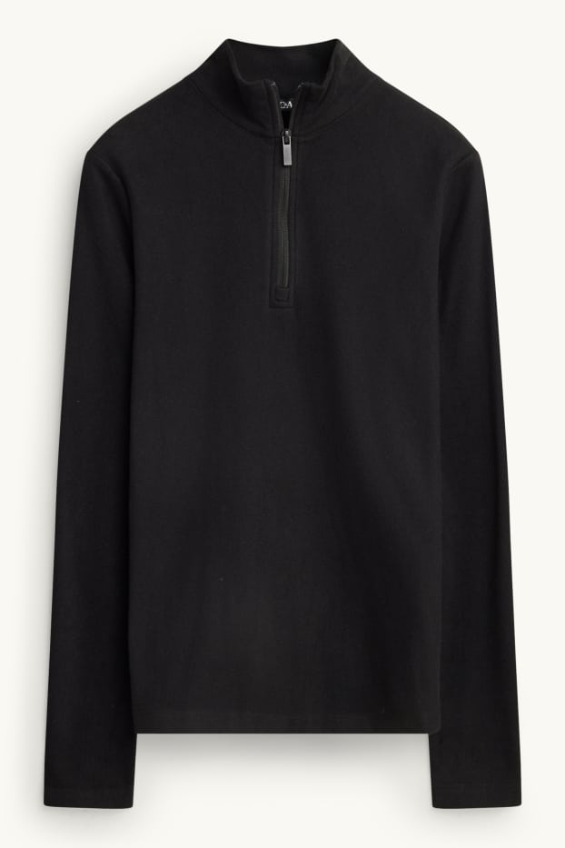 Women - Thermal fleece long sleeve top - regular fit - black