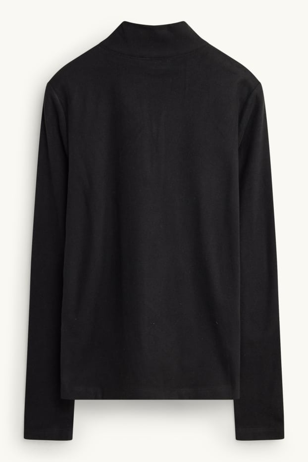 Women - Thermal fleece long sleeve top - regular fit - black