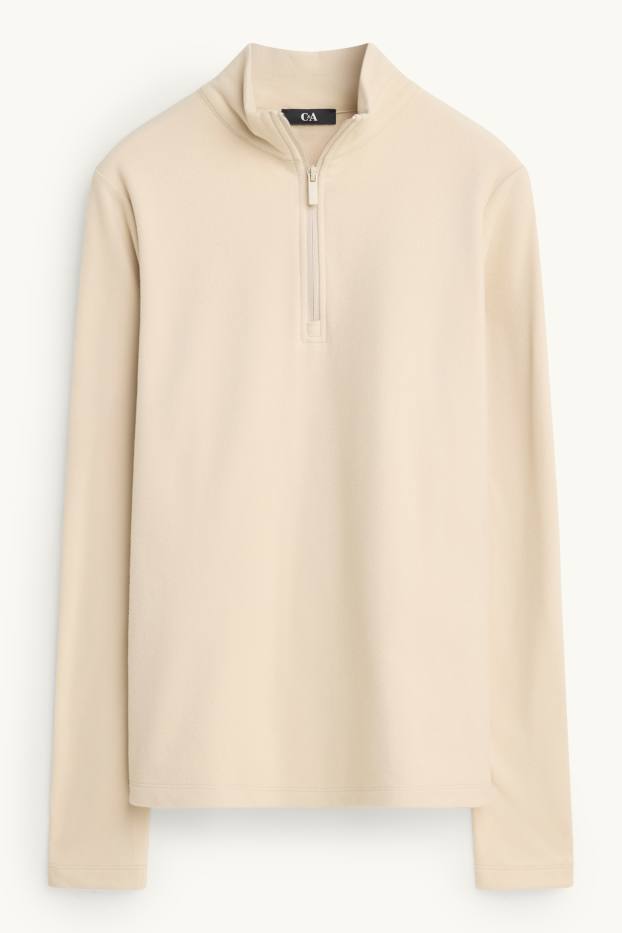 Women - Thermal fleece long sleeve top - regular fit - beige
