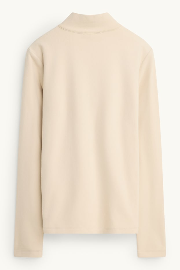Women - Thermal fleece long sleeve top - regular fit - beige