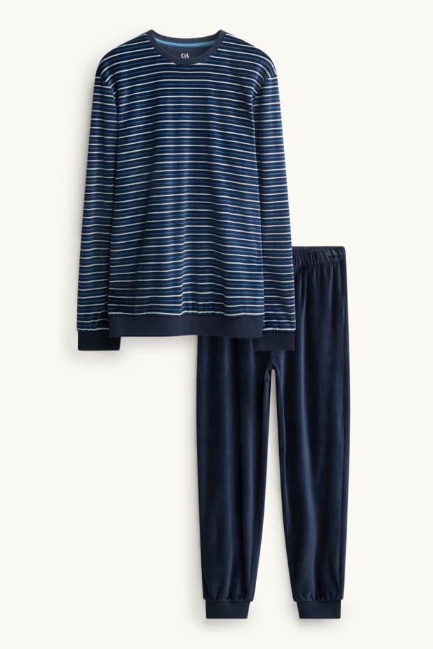 Herren - Winterpyjama - dunkelblau / weiß