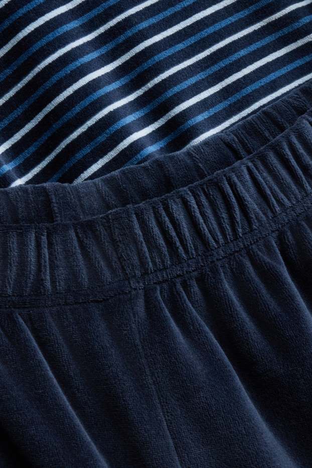 Herren - Winterpyjama - dunkelblau / weiß