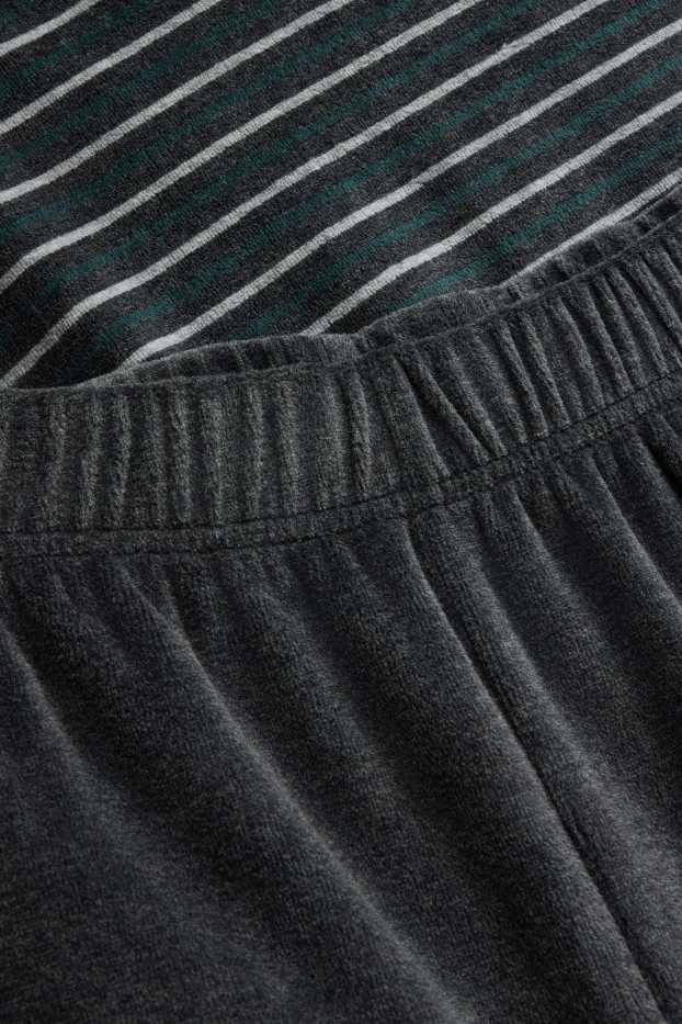 Herren - Winterpyjama - dunkelgrün / grau