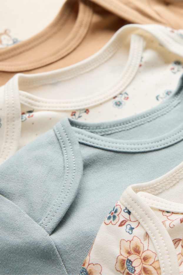 Bébés filles - Lot de 5 - faon et fleur - bodys bébé - bleu / crème