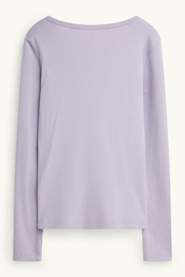 Donna - Maglia a maniche lunghe - slim fit - a coste - porpora