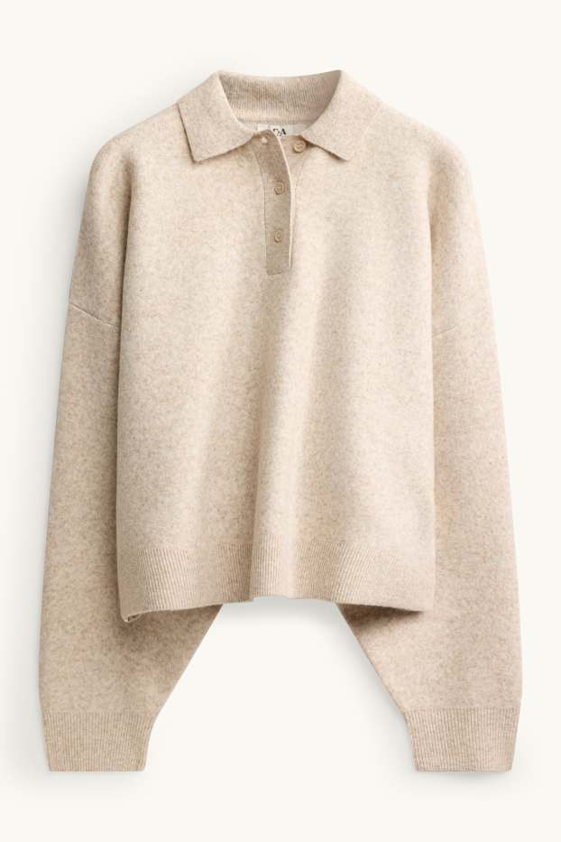 Damen - Pullover - hellbeige