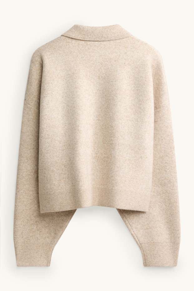 Damen - Pullover - hellbeige