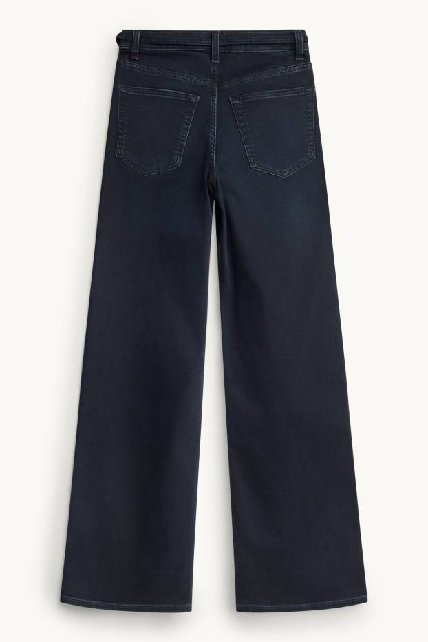 Dames - Wide leg jeans - mid waist - jog denim - LYCRA ® - jeansdonkerblauw