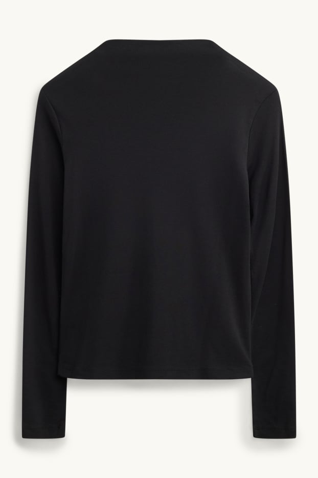 Women - Long sleeve top - slim fit - black