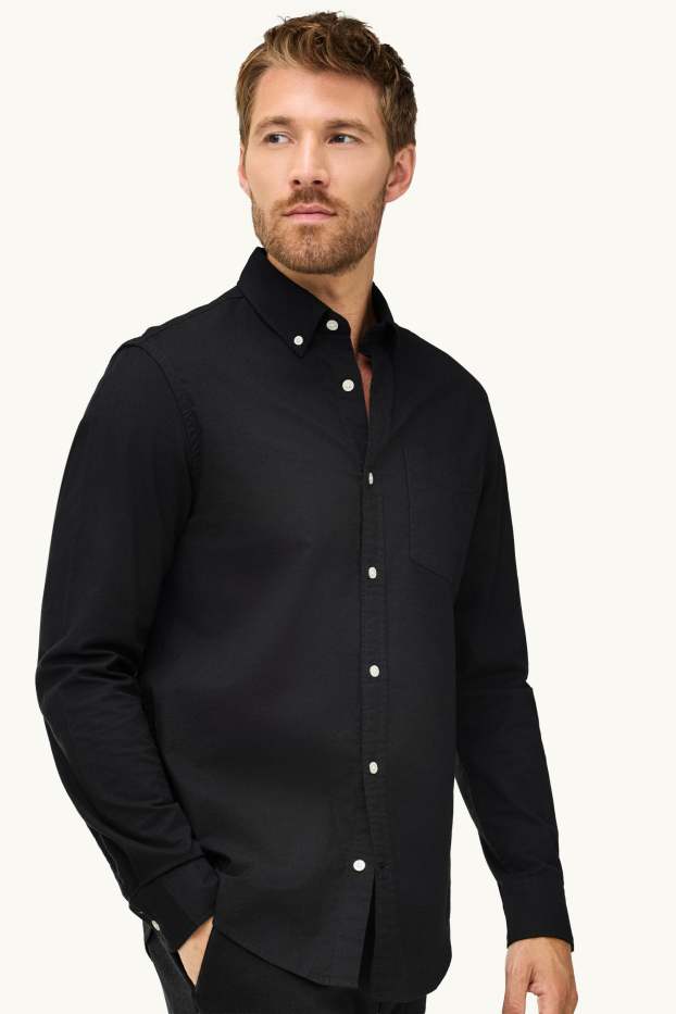 Heren - Overhemd - regular fit - button down - zwart