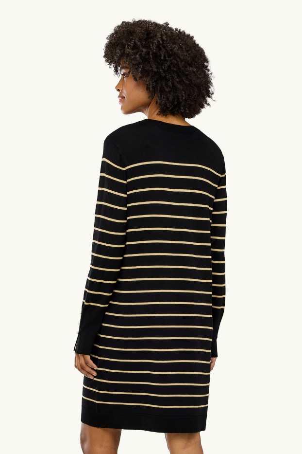 Dona - Vestit de punt - straight fit - de ratlles - blau/beix