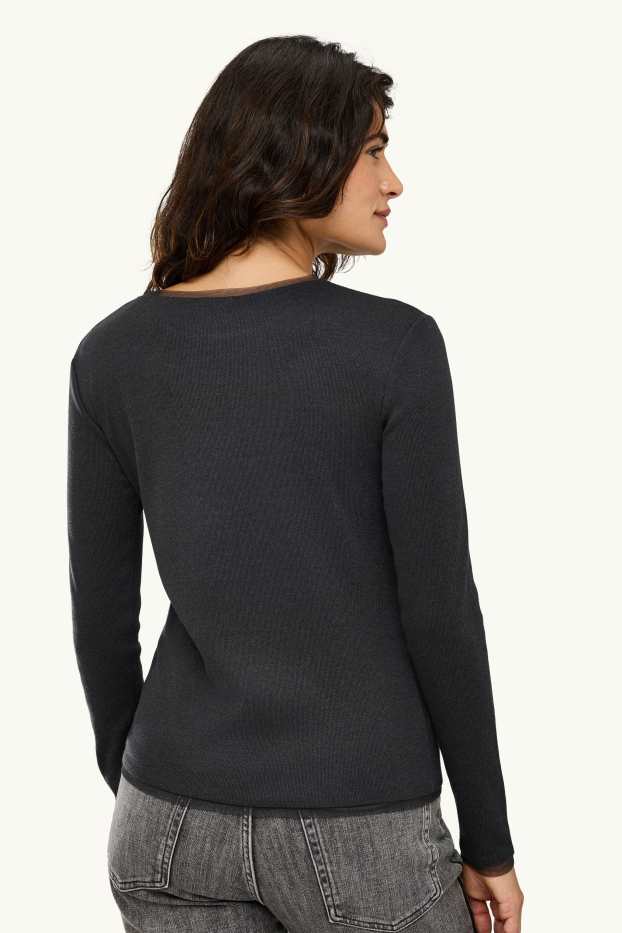 Damen - Langarmshirt - anthrazit