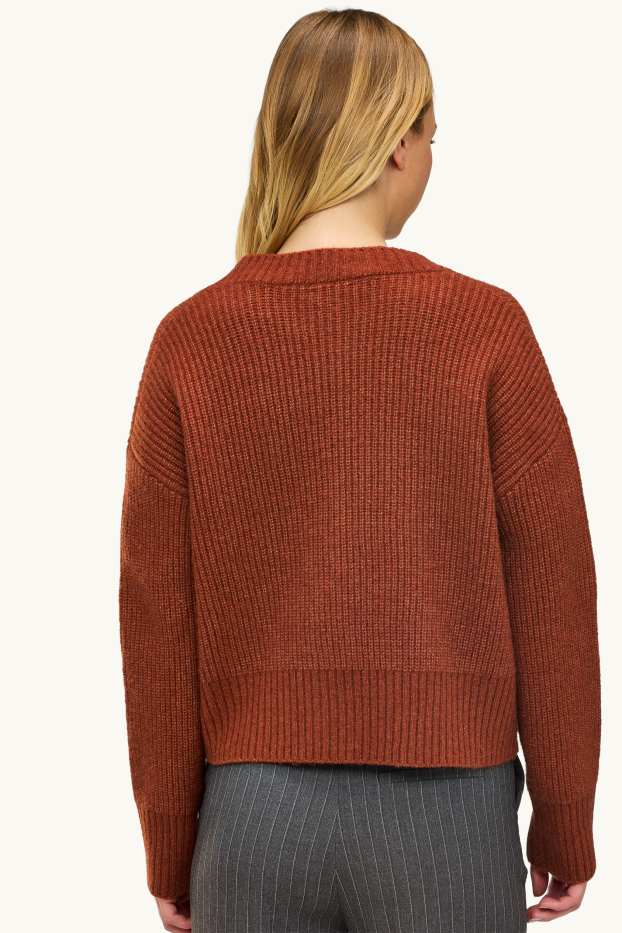 Damen - Strickjacke - gerippt - orange