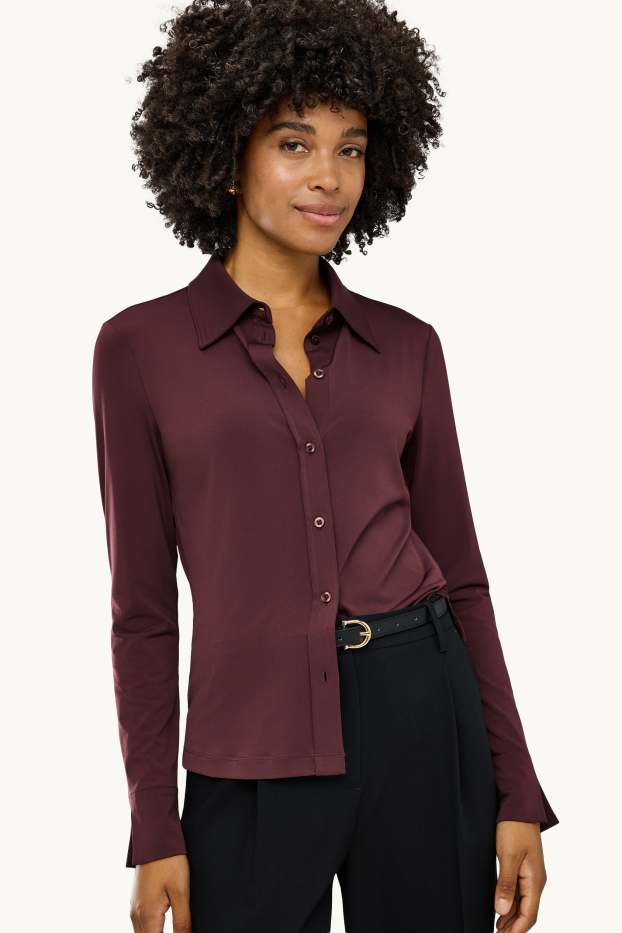 Women - Jersey blouse - bordeaux