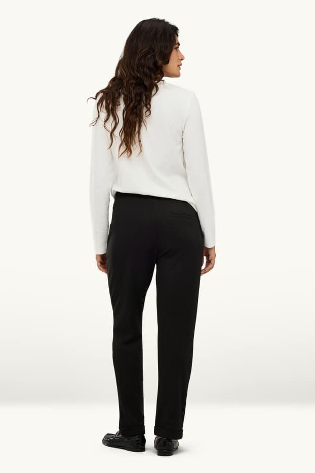 Dames - Pantalon - mid waist - tapered fit - zwart