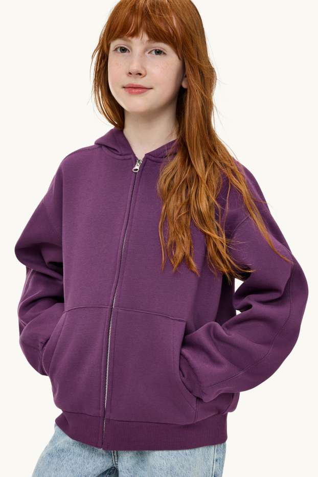 Kinder Mädchen - Sweatjacke mit Kapuze - lila