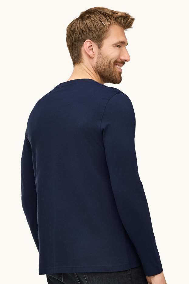 Hommes - Haut à manches longues - regular fit - bleu foncé