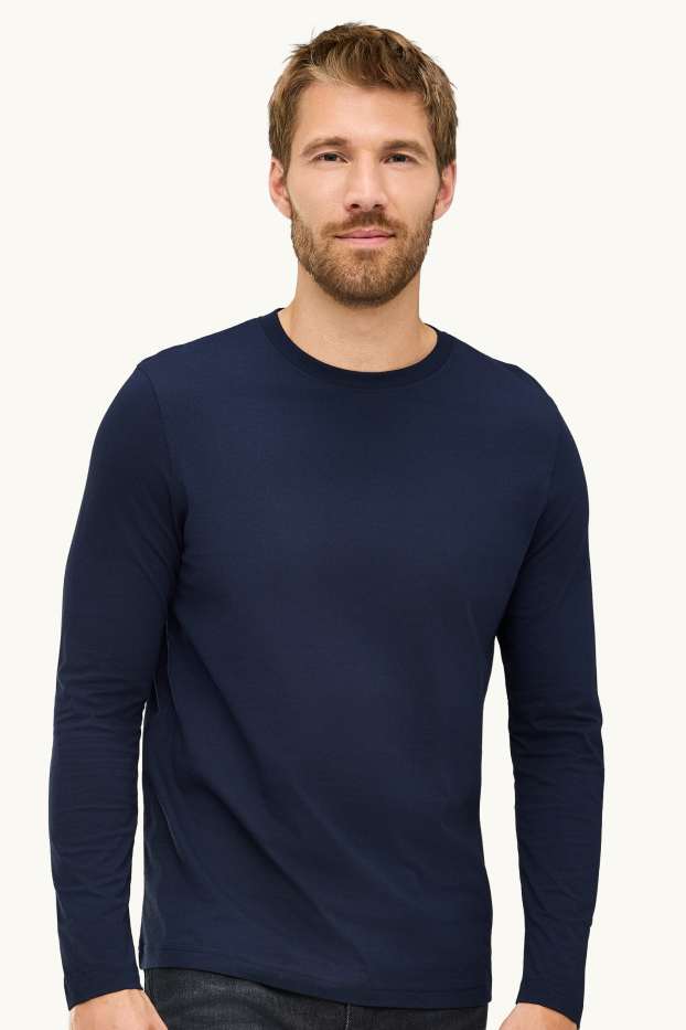 Hommes - Haut à manches longues - regular fit - bleu foncé