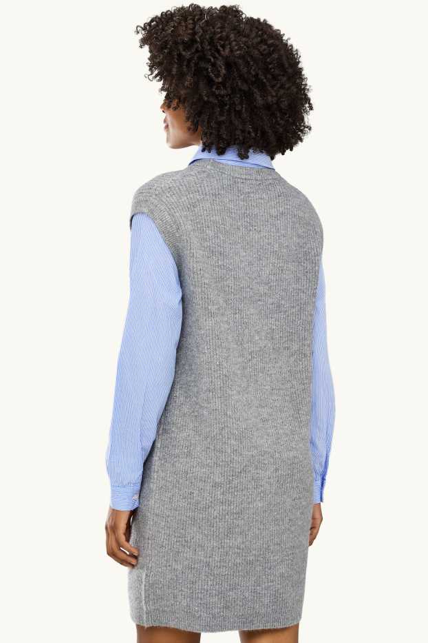 Dona - Vestit de punt de mitja - straight fit - estil 2 en 1 - gris jaspiat