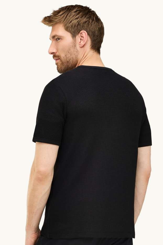 Hommes - T-shirt - regular fit - finition texturée - noir