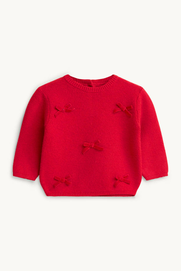 Neonate - Fiocchetto - maglione natalizio neonate - rosso
