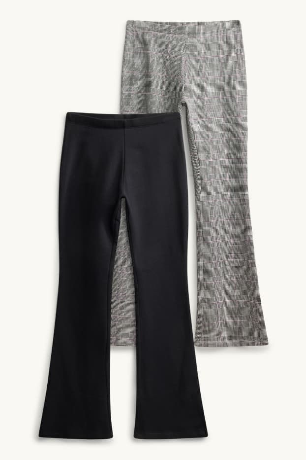 Kinderen: meisjes - Set van 2 - flared legging - zwart / grijs