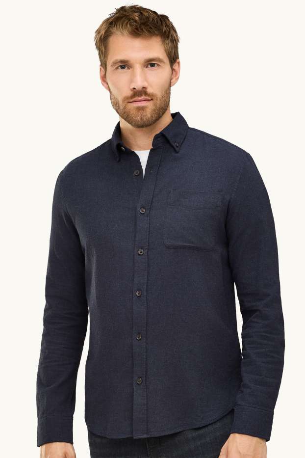 Home - Camisa - regular fit - button-down - blau fosc