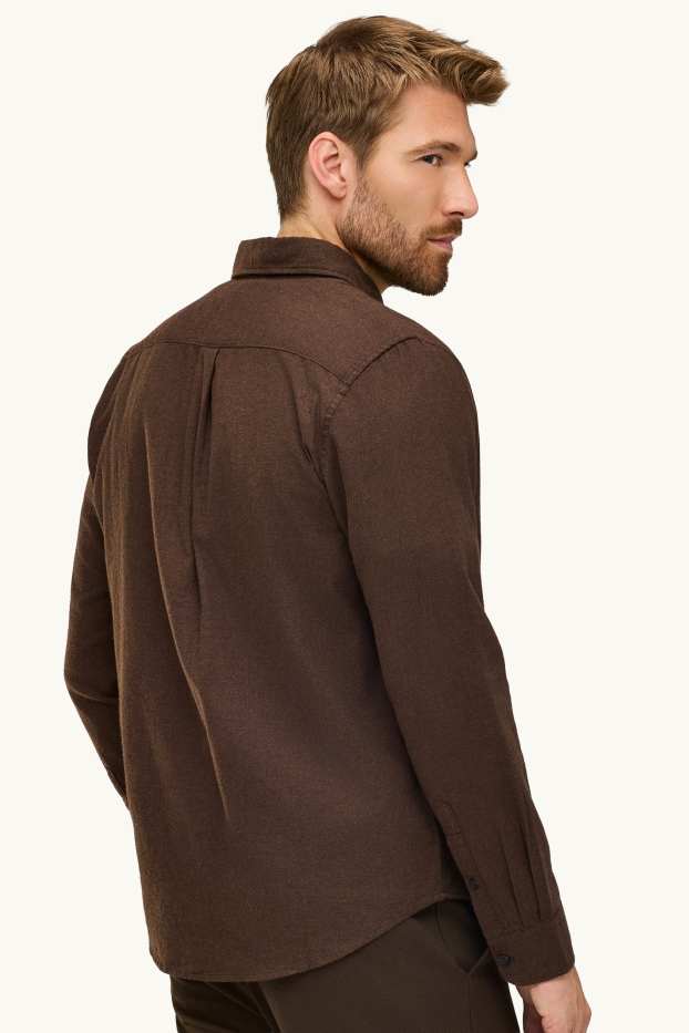 Uomo - Camicia - regular fit - button down - marrone