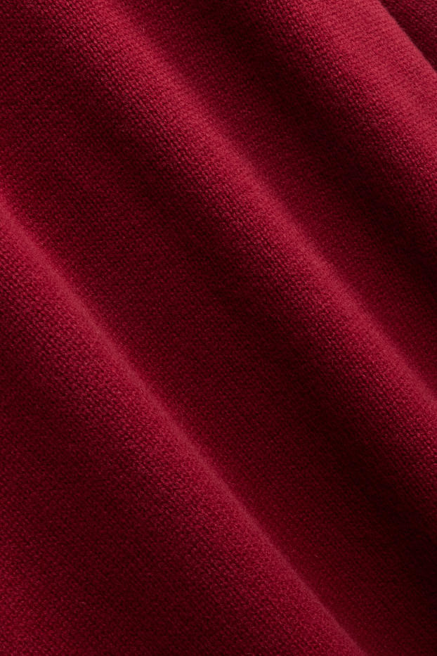 Women - Woollen knitted dress - bordeaux