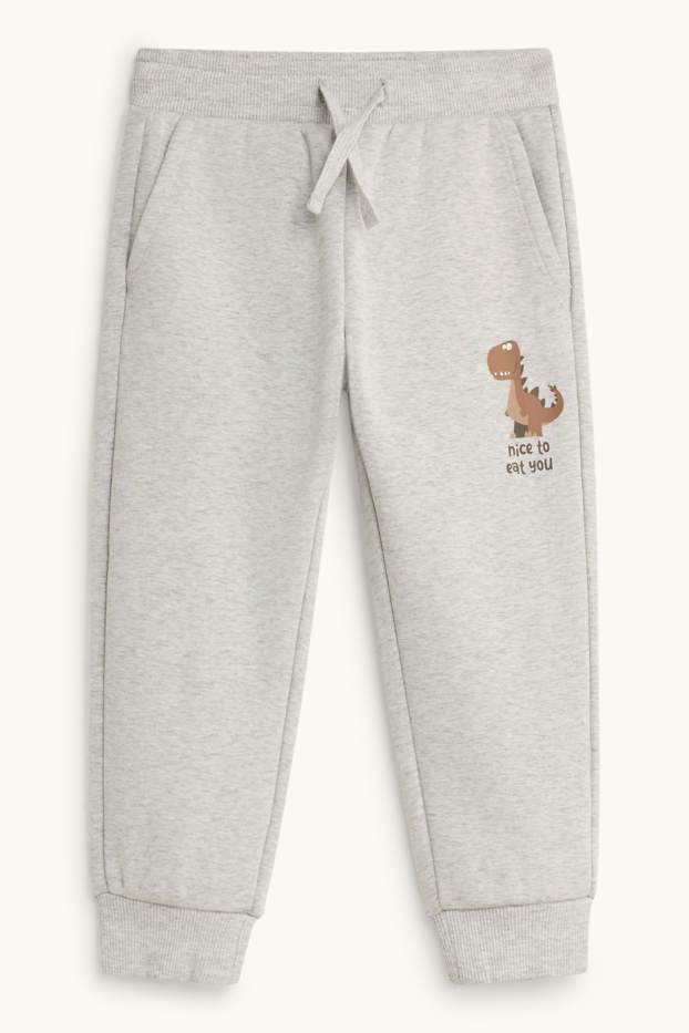 Enfants garçons - Dinosaure - pantalon de jogging - gris clair chiné