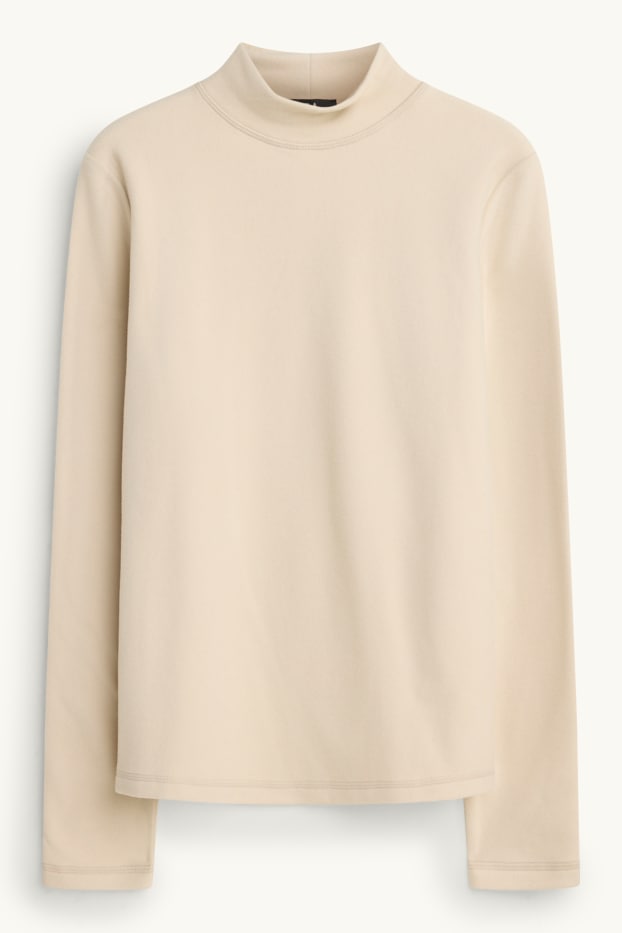 Femmes - Haut à manches longues chaud en polaire - regular fit - beige