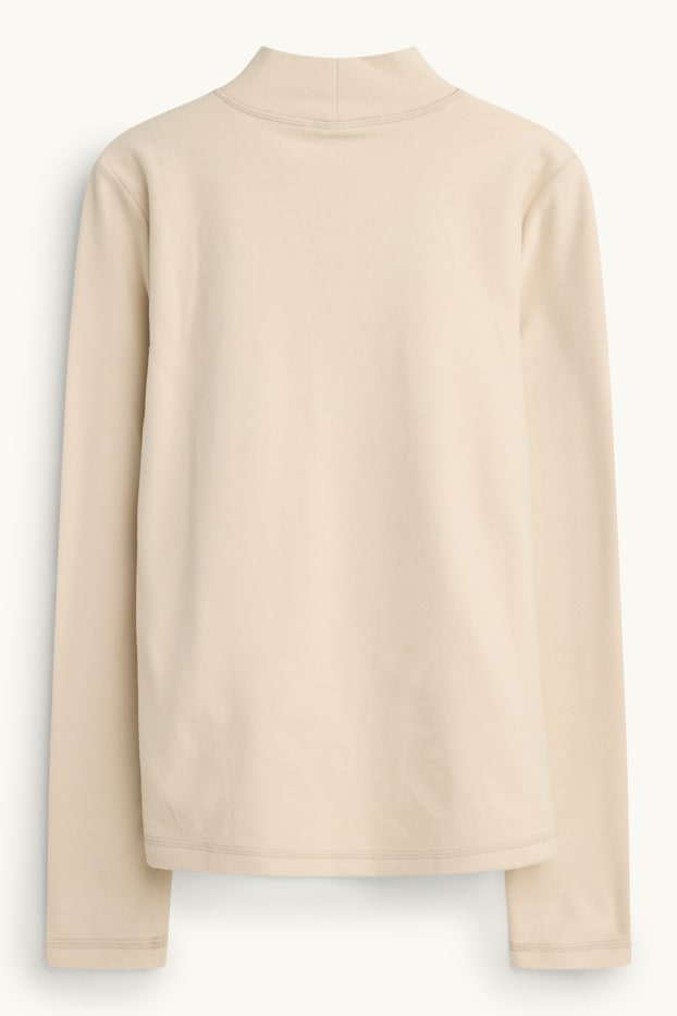 Femmes - Haut à manches longues chaud en polaire - regular fit - beige