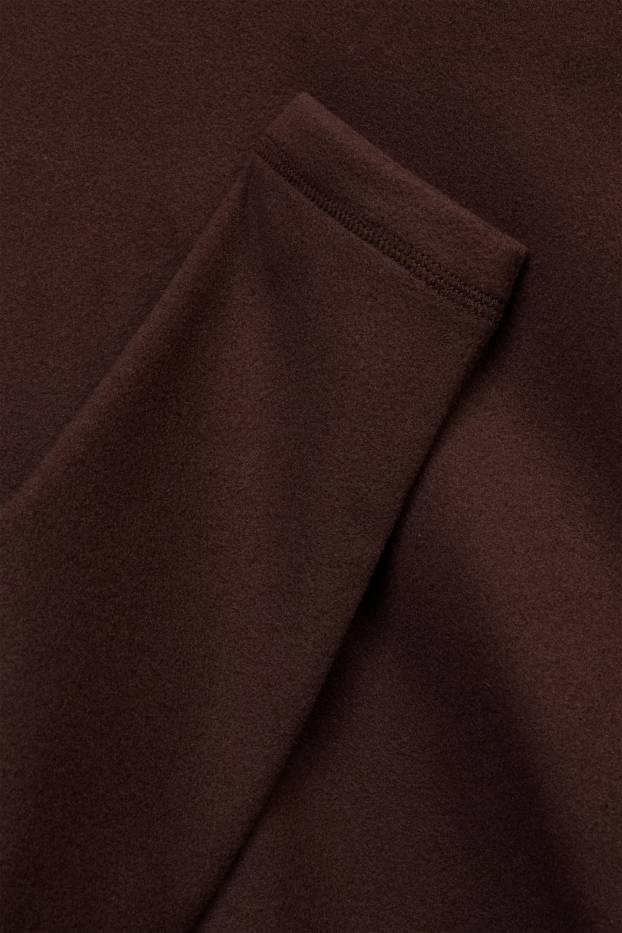 Women - Thermal fleece long sleeve top - regular fit - dark brown