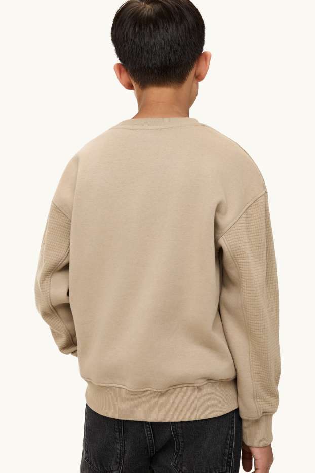 Kinder Buben - Sweatshirt - strukturiert - beige